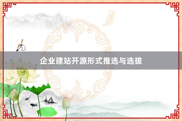 企业建站开源形式推选与选拔